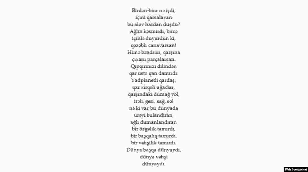 Azerbaijan - Poem by Azeri poet Asad Jahangir