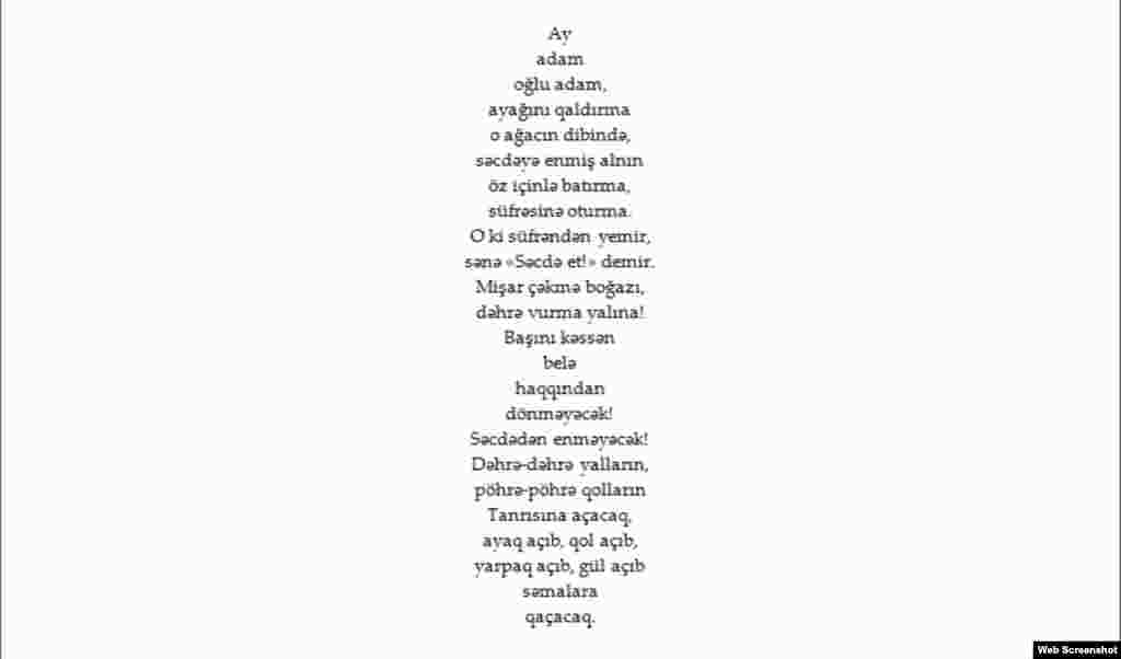 Azerbaijan - Poem by Azeri poet Asad Jahangir