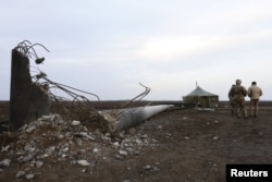 Одна из уничтоженных электроопор в Херсонской области Украины. 22 ноября