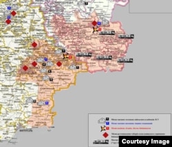 Карта СБУ Украины: красным отмечены места, где сепаратисты содержат пленных