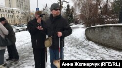 Омск, митинг инвалидов по зрению за доступную среду